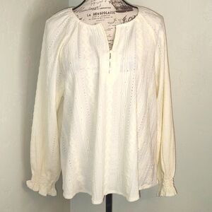 NWT Frye Cream Lace Western Bohemian Festival Blouse SZ: Large